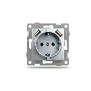 Механизъм за Контакт 16A с 2 USB порта, IMPACT, Сребрист