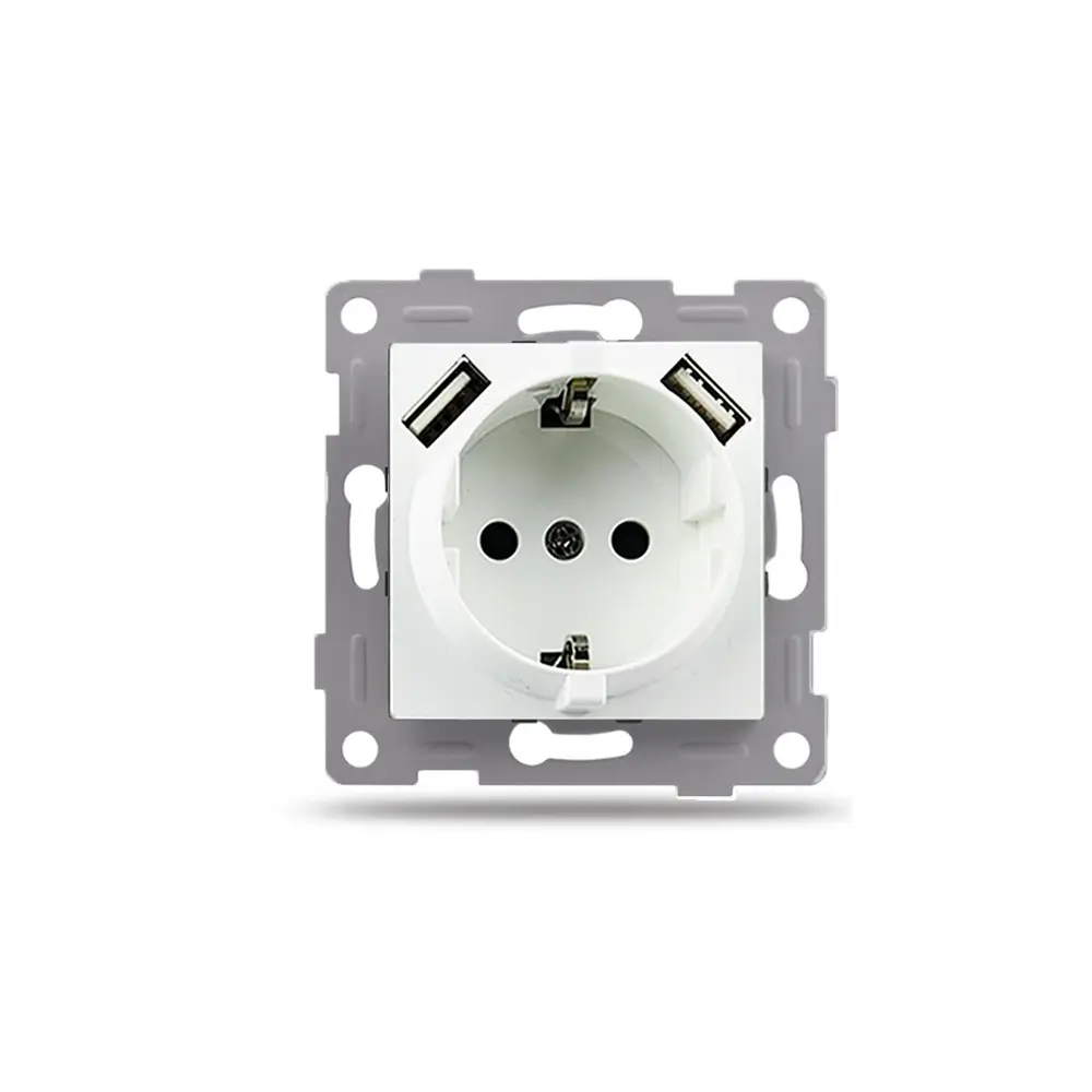 Механизъм за Контакт 16A с 2 USB порта, IMPACT, Бял