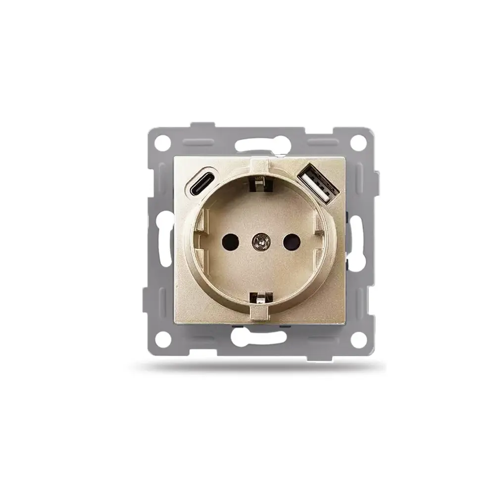 Механизъм за Контакт 16A USB + Type C, IMPACT, Златист