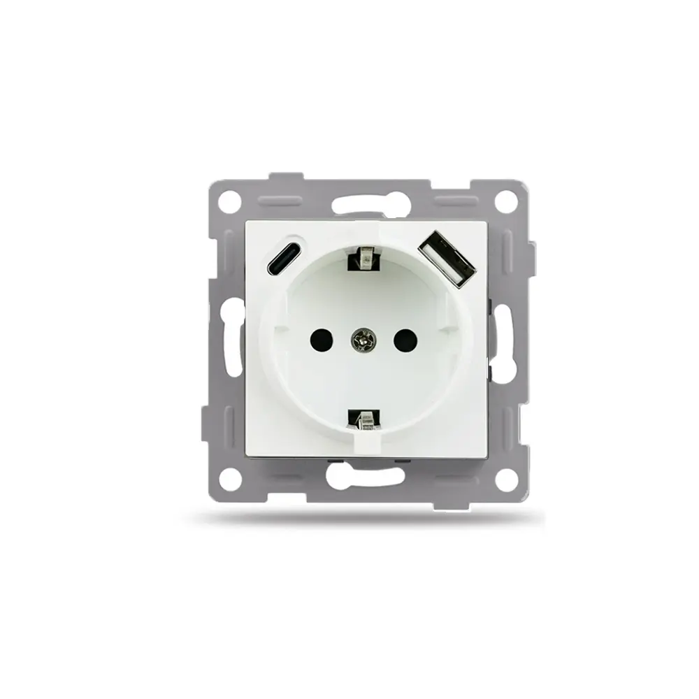 Механизъм за Контакт 16A USB + Type C, IMPACT, Бял