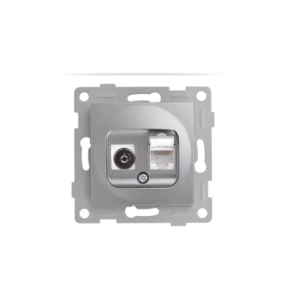 Механизъм за Комуникационна розетка, SAT/ RJ45 за CAT6, IMPACT, Сребриста