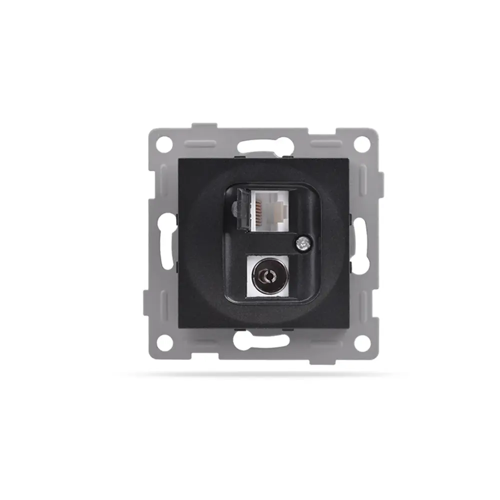Механизъм за Комуникационна розетка, SAT/ RJ45 за CAT6, IMPACT, Черна
