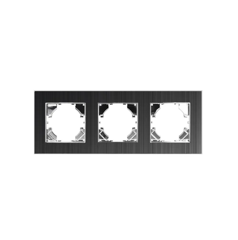 Алуминиева рамка, Тройна, 86*228mm, Черна