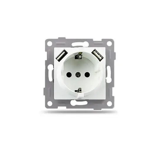 [3320457] Механизъм за Контакт 16A с 2 USB порта, IMPACT, Бял