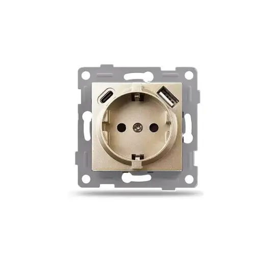 [3320518] Механизъм за Контакт 16A USB + Type C, IMPACT, Златист