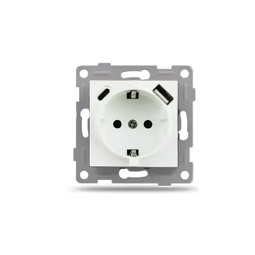 [3320495] Механизъм за Контакт 16A USB + Type C, IMPACT, Бял