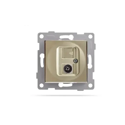 [3320556] Механизъм за Комуникационна розетка, SAT/ RJ45 за CAT6, IMPACT, Златиста