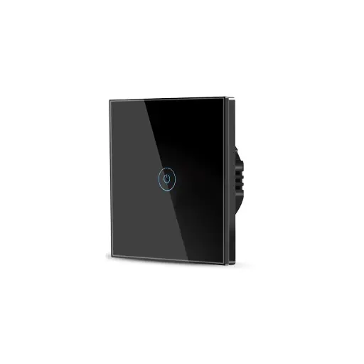 [83666598] Сензорен ключ за осветление, Панел от закалено стъкло, Еднобутонен, Черен
